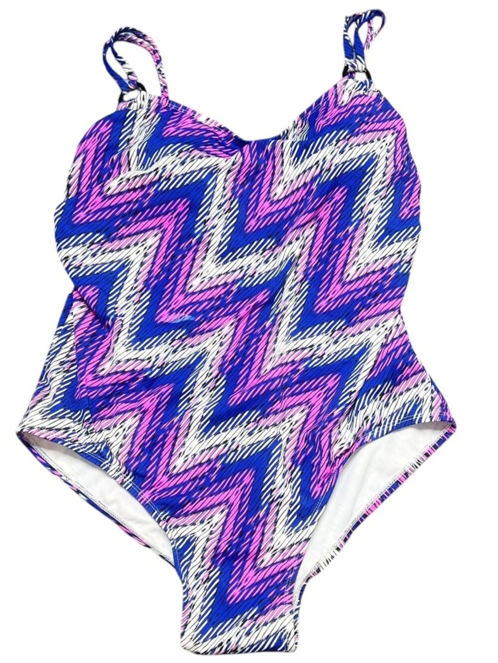 NWOT Catalina One Piece Swimsuit Womens Size 1X (16W) Blue Pink White Black